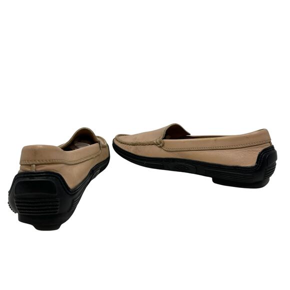 Tod's Driving Loafers Penny Slip On Flats Leather Rubber Beige Size 37 US 7 - Picture 6 of 14